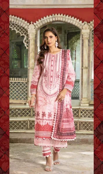 Pakistani Original Guladhar Premium Cambric Cotton Stitched 3pcs _ Peach